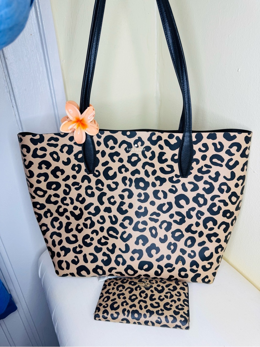 Kate spade Leopard Print animal print Tote with Matching Wallet